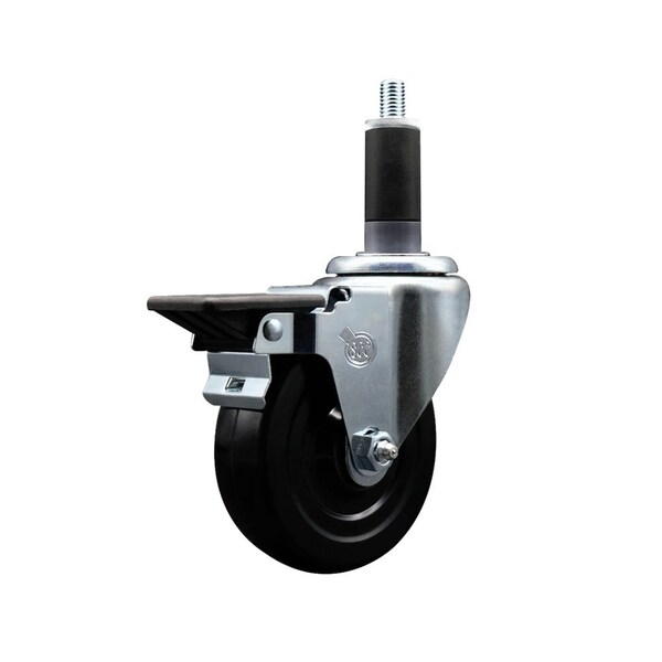 4'' Hard Rubber Swivel 1-1/8'' Expanding Stem Caster with Brake